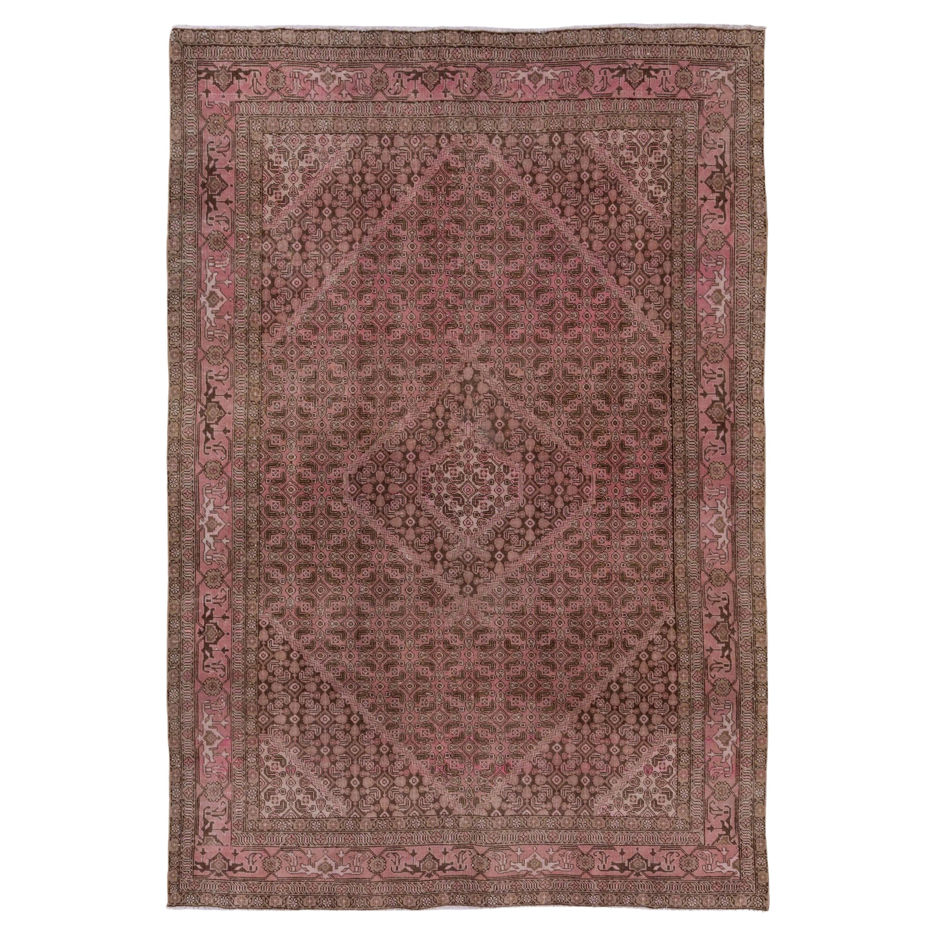 Pink Tabriz Carpet, circa 1930s For Sale