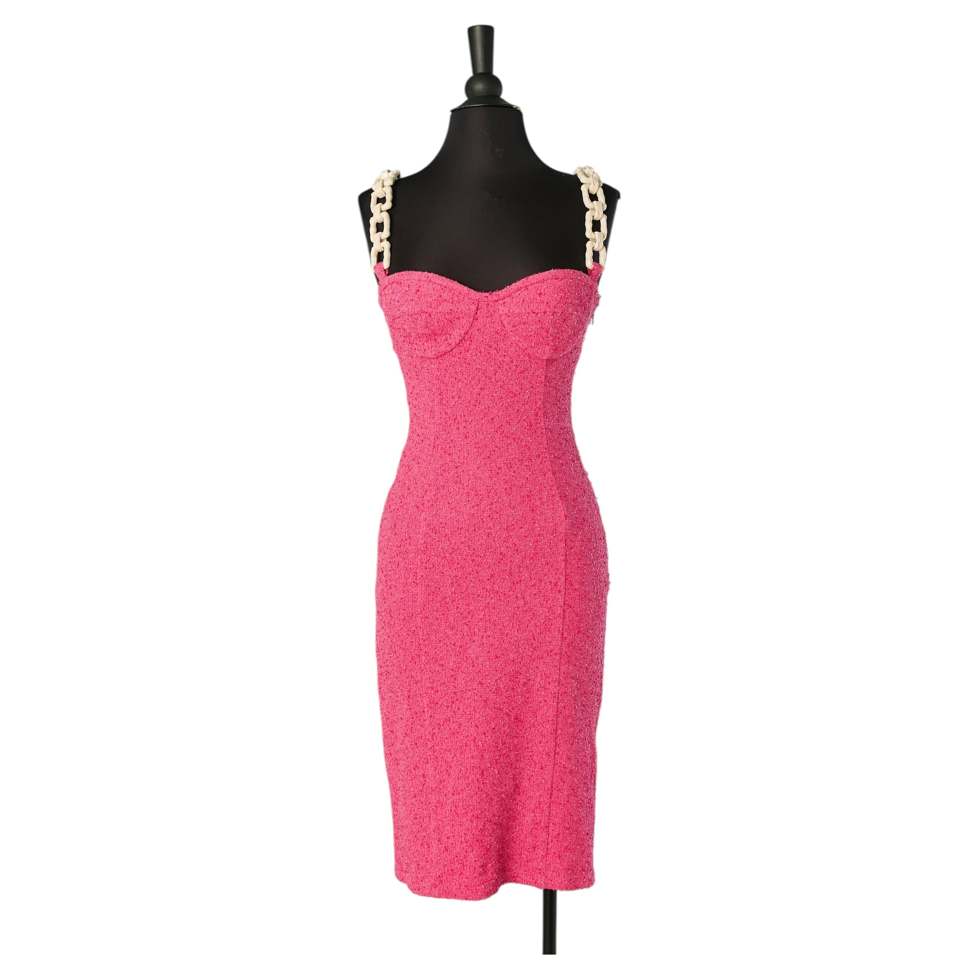 Rosa Bustier-Cocktailkleid aus Frottee von Moschino Cheap and Chic im Angebot