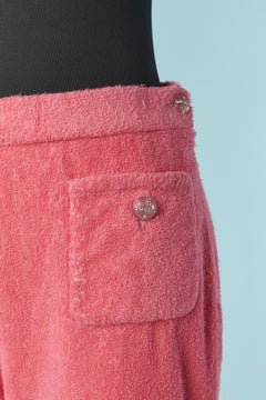 Pink terry cloth trouser with branded button CHANEL Resort 2024