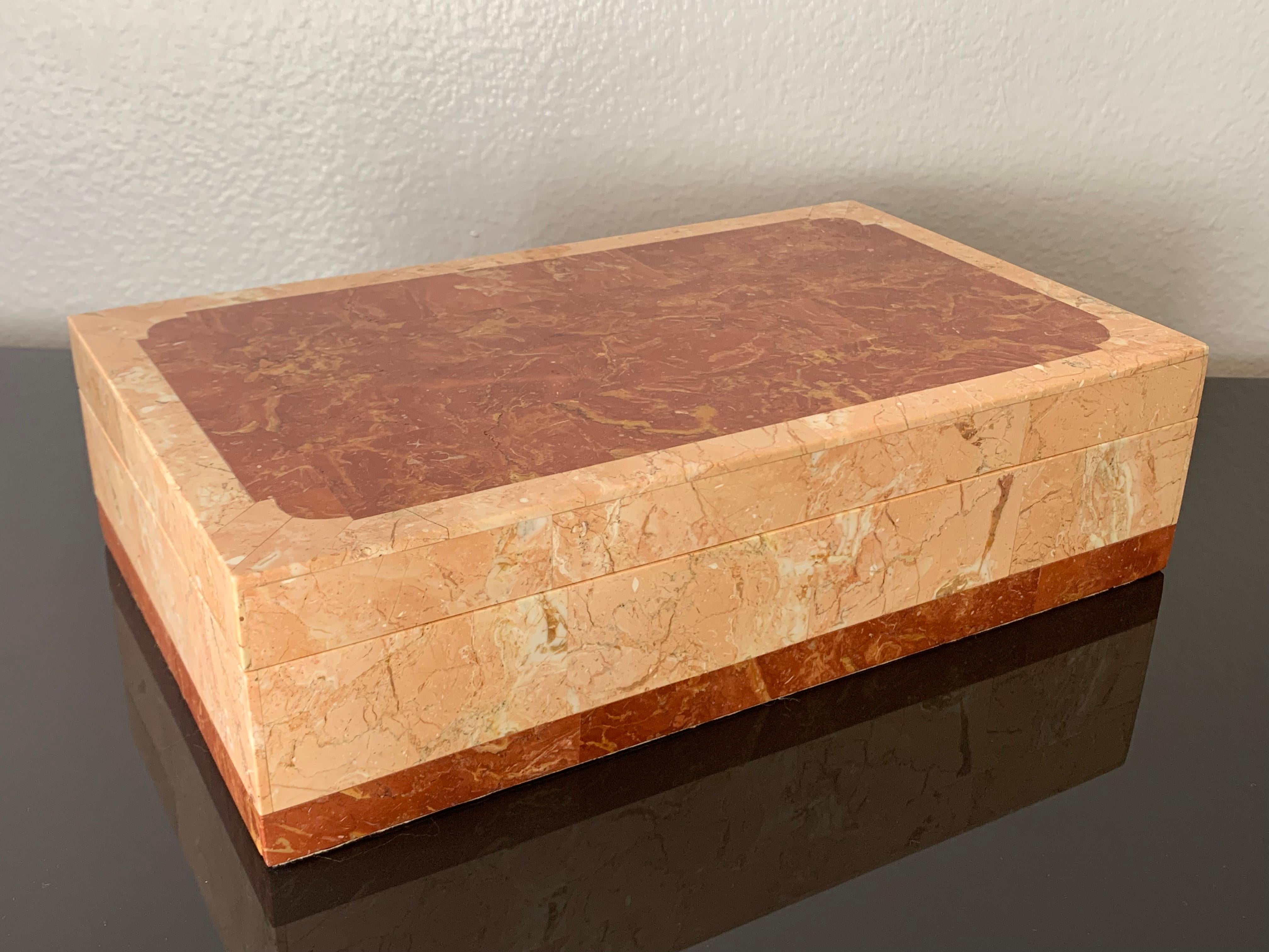Pink Tessellated Stone Jewelry Box In Good Condition In North Hollywood, CA