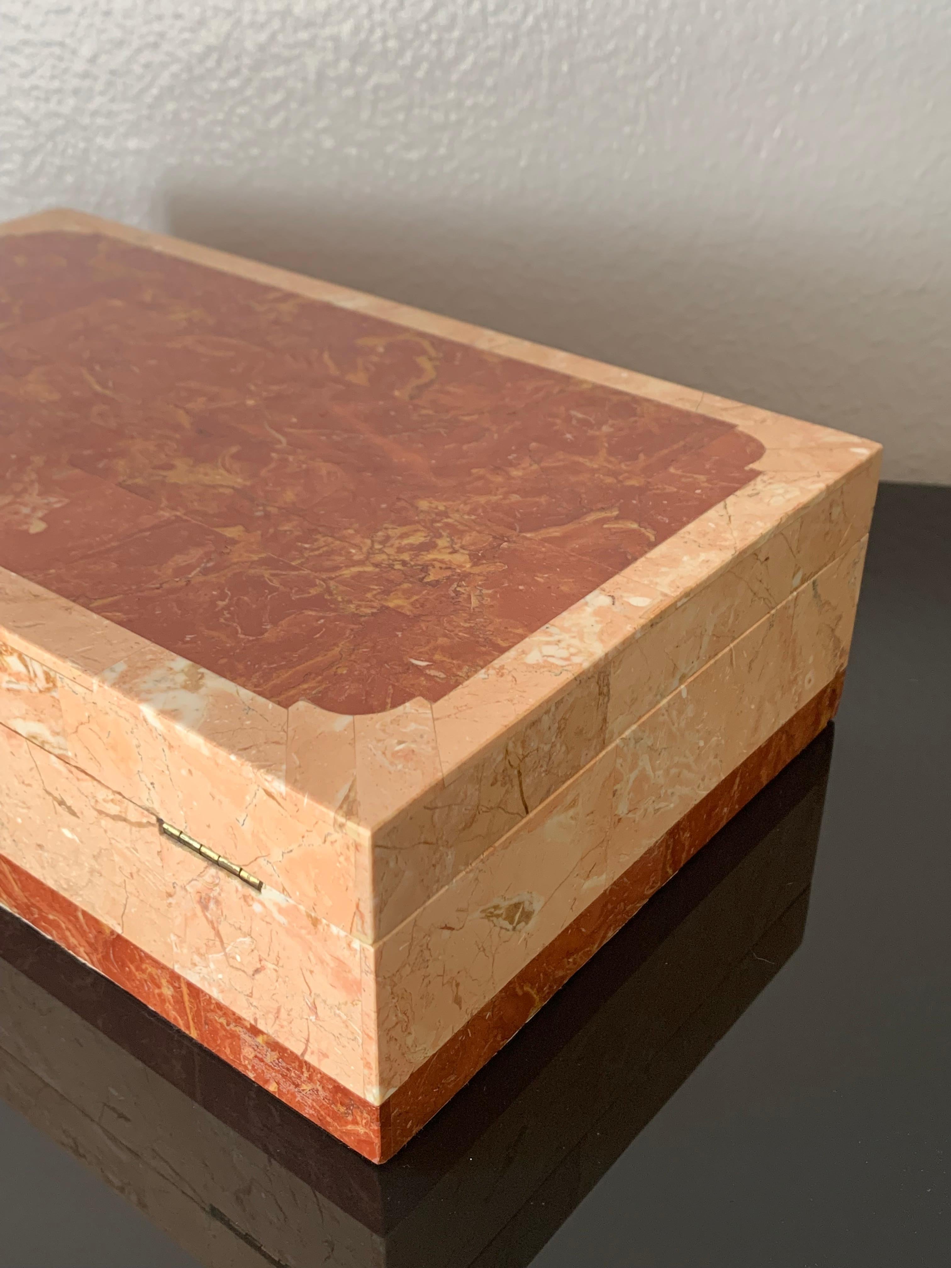 Late 20th Century Pink Tessellated Stone Jewelry Box