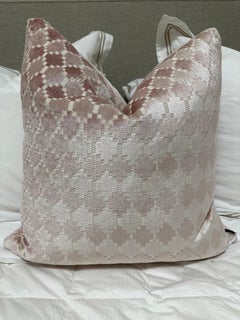 Pink throw pillow in textured velvets- Blush- by Mar de Doce