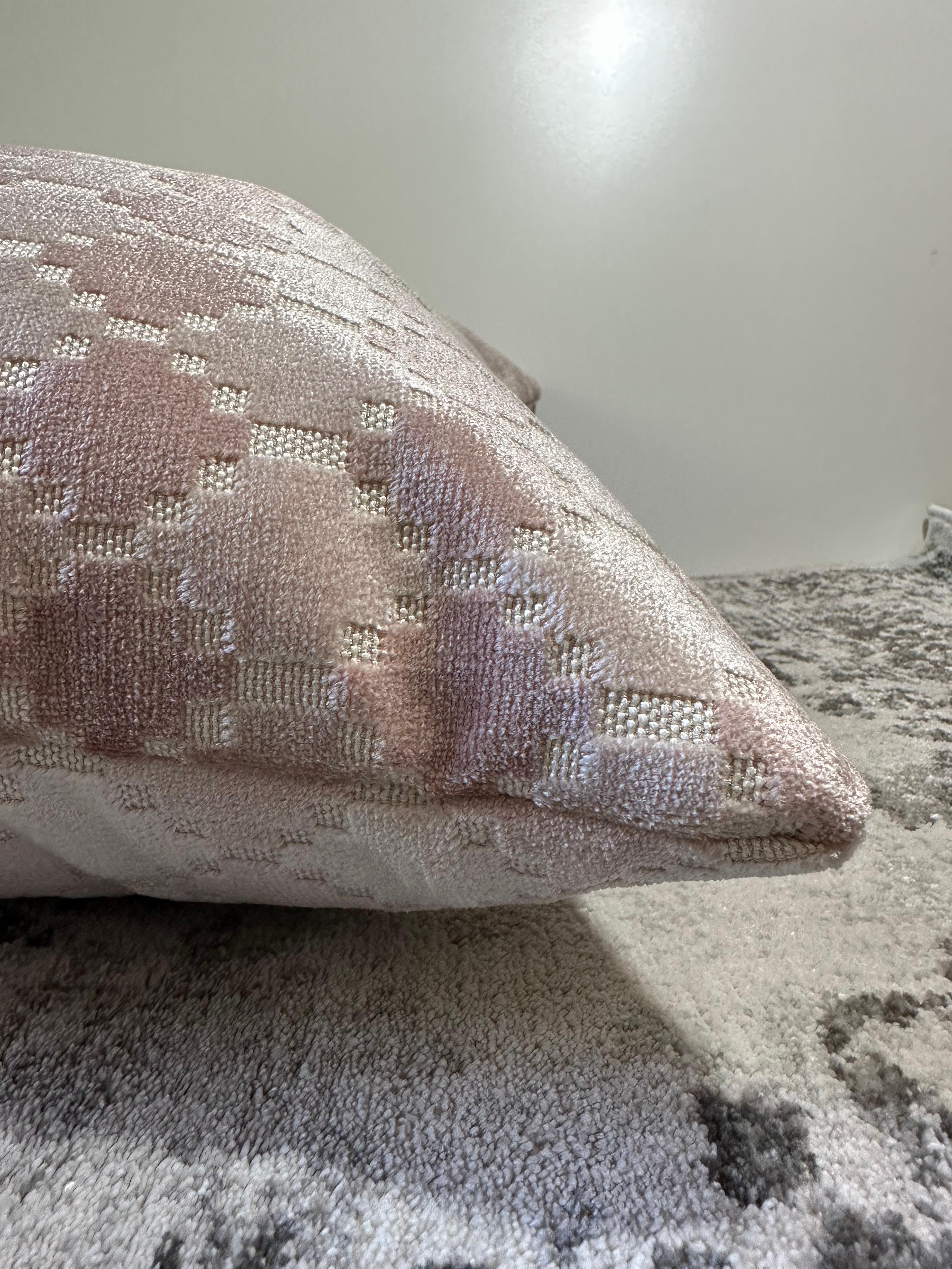 American Pink throw pillow in textured velvets- Blush- by Mar de Doce For Sale