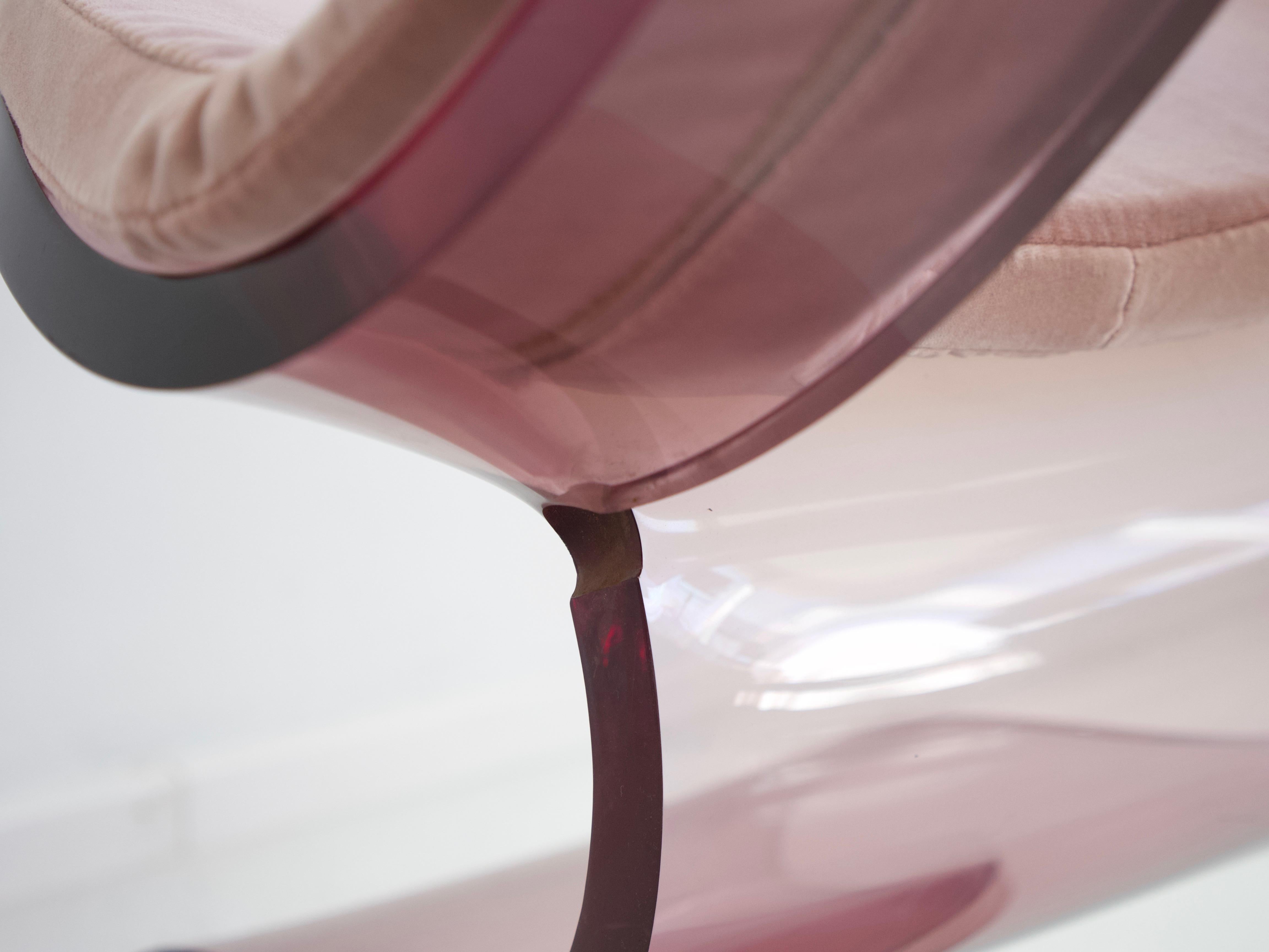 Pink Tinted Lucite Dumas Chair by Boris Tabacoff 4