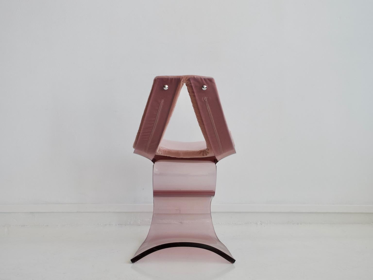 20th Century Pink Tinted Lucite Dumas Chair by Boris Tabacoff