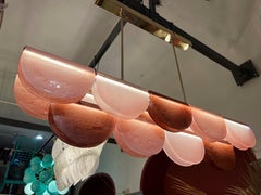 Pink Tones Murano Glass Chandelier with Brass Structure and Led Lights, 1990s
