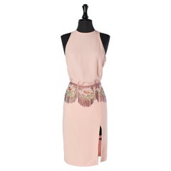 Pink top and skirt ensemble with beaded fringes Ines de La Fressange 