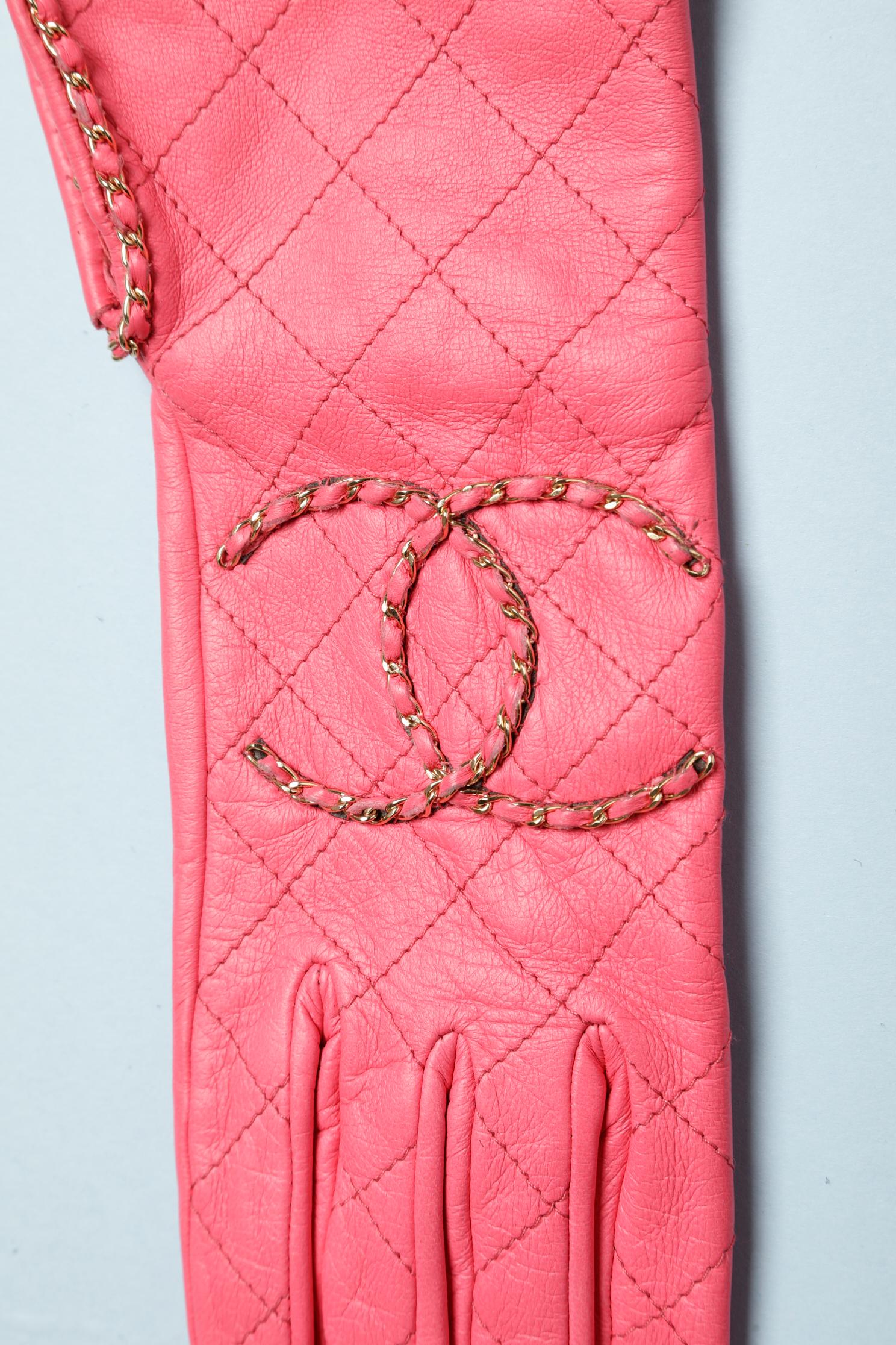 leather chanel gloves