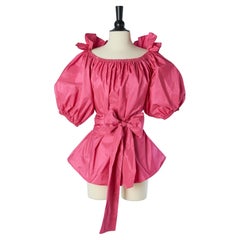 Pink top with ruffle and balloon sleeve and belt STELLA McCARTNEY