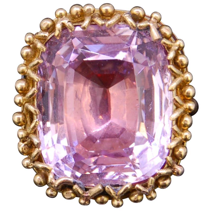 Pink Topaz 20.30 Gold Ring For Sale
