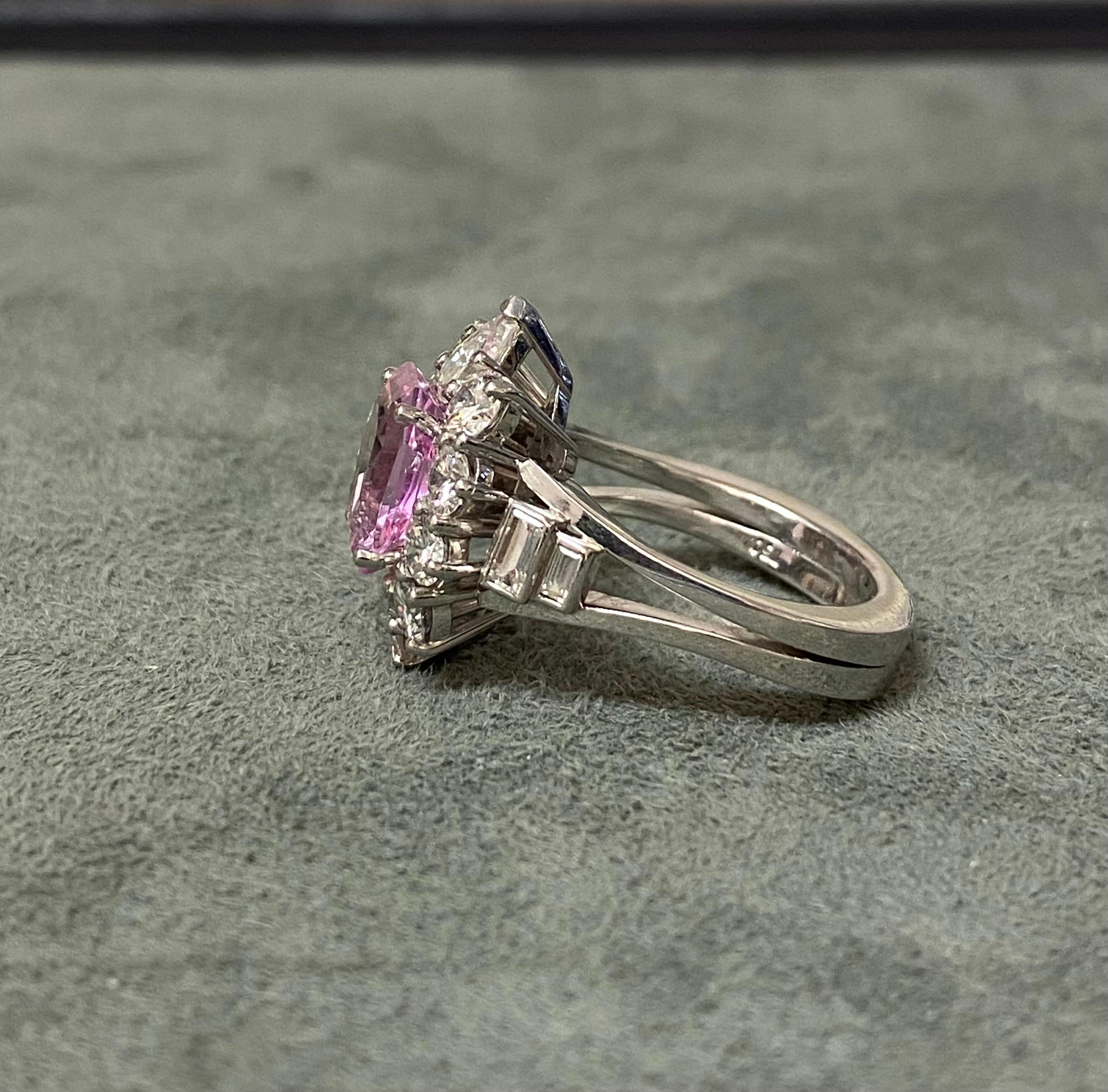 Women's Pink Topaz and Diamond Ring For Sale