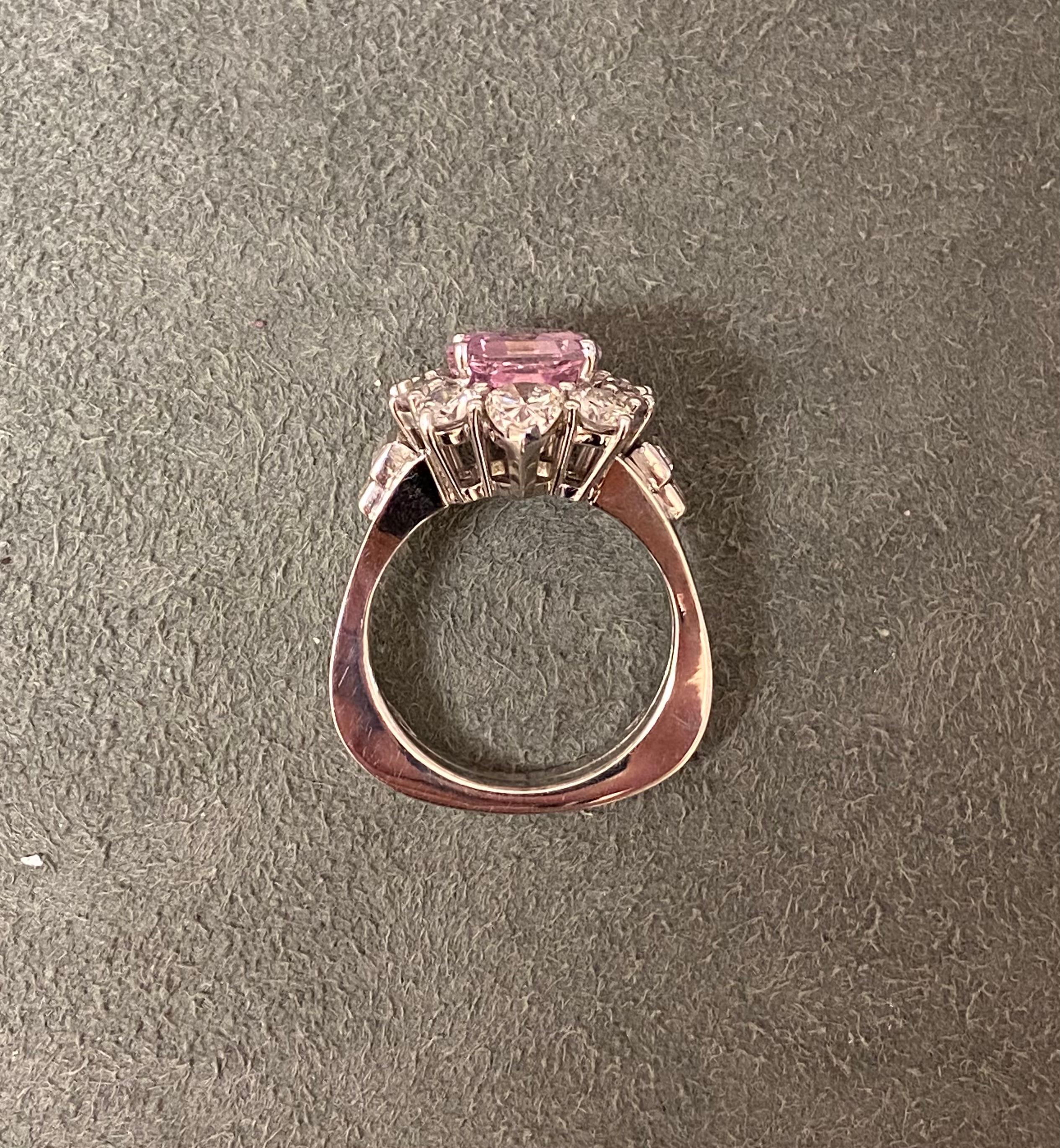 Pink Topaz and Diamond Ring For Sale 1