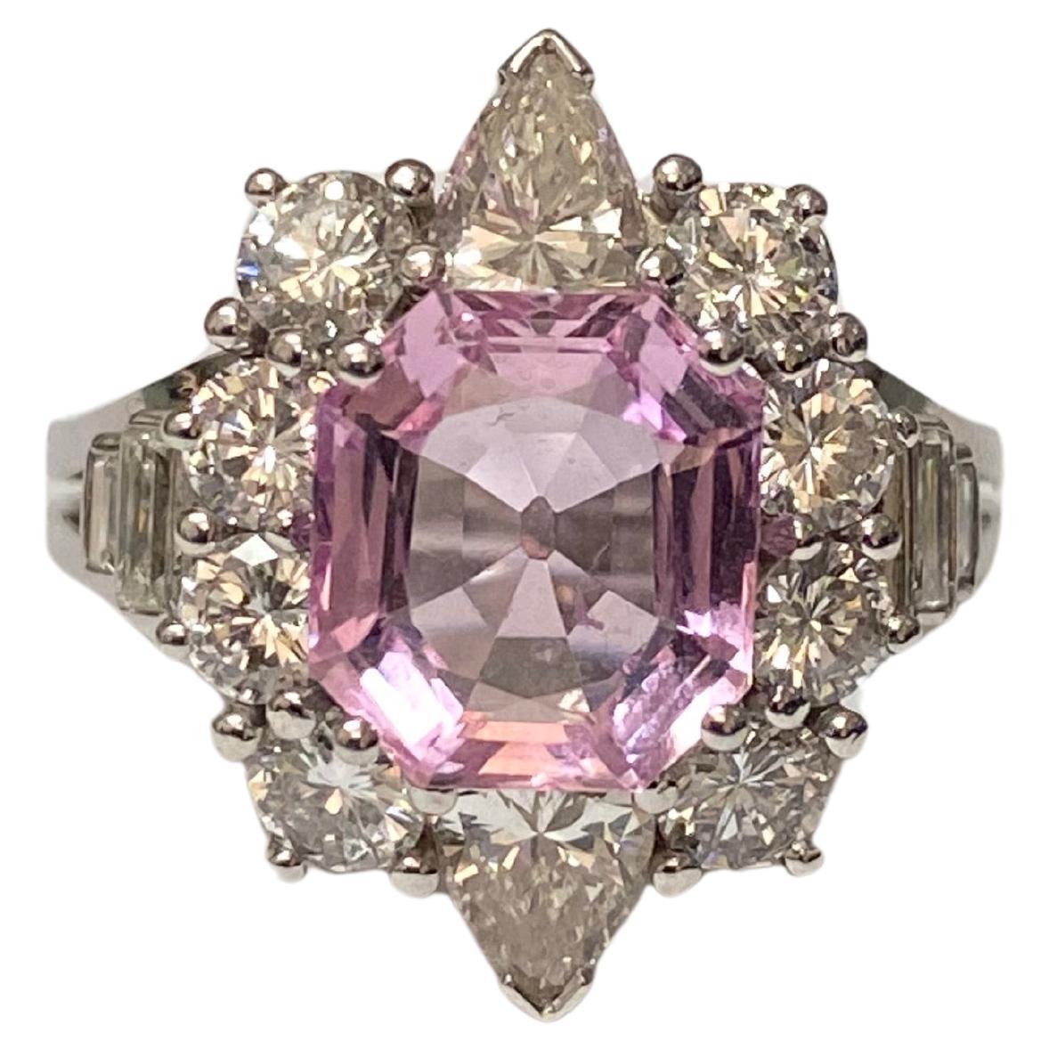 Pink Topaz and Diamond Ring