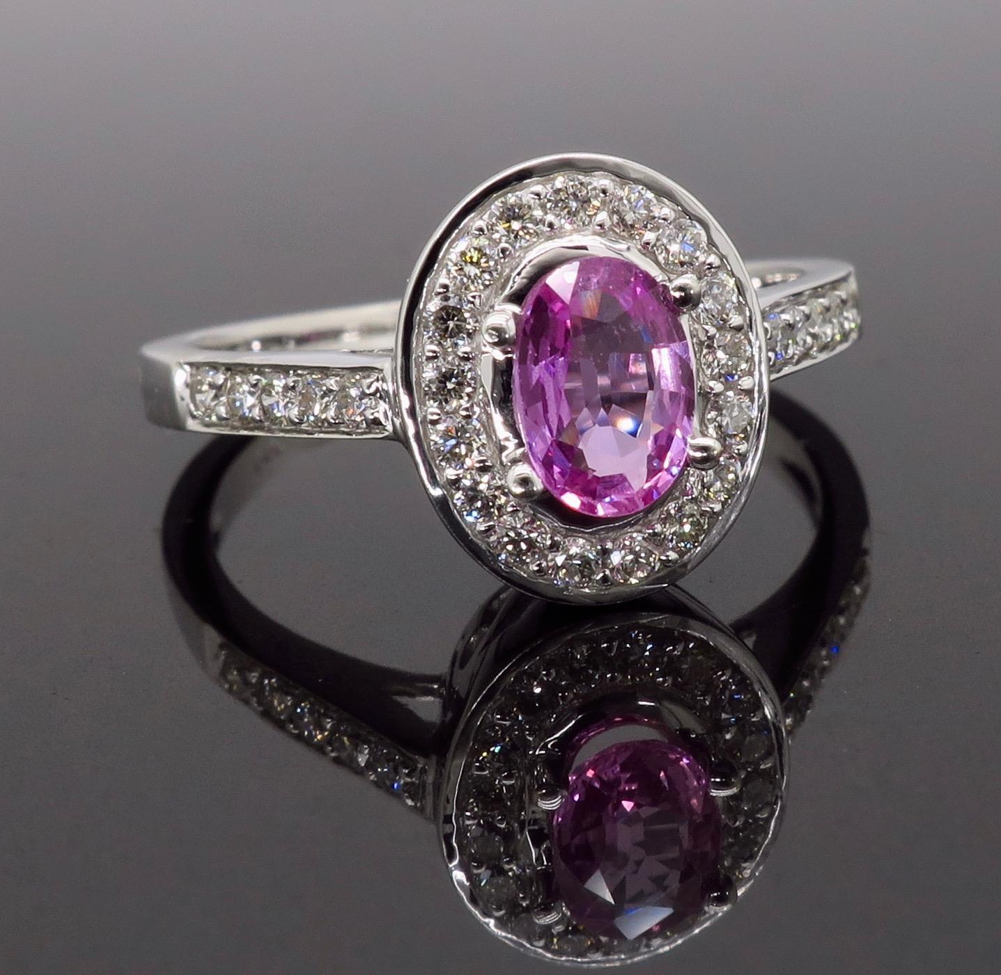 Women's Pink Topaz and Diamond Halo Ring