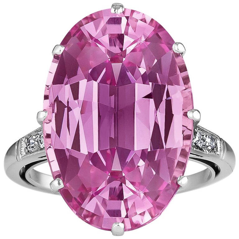 Pink Topaz Diamond Oval Cut Platinum Ring For Sale at 1stDibs | pink topaz  rings, pink topaz diamond ring, pink topaz and diamond ring