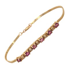 Pink Topaz Diamond 14 Karat Yellow Gold Bracelet