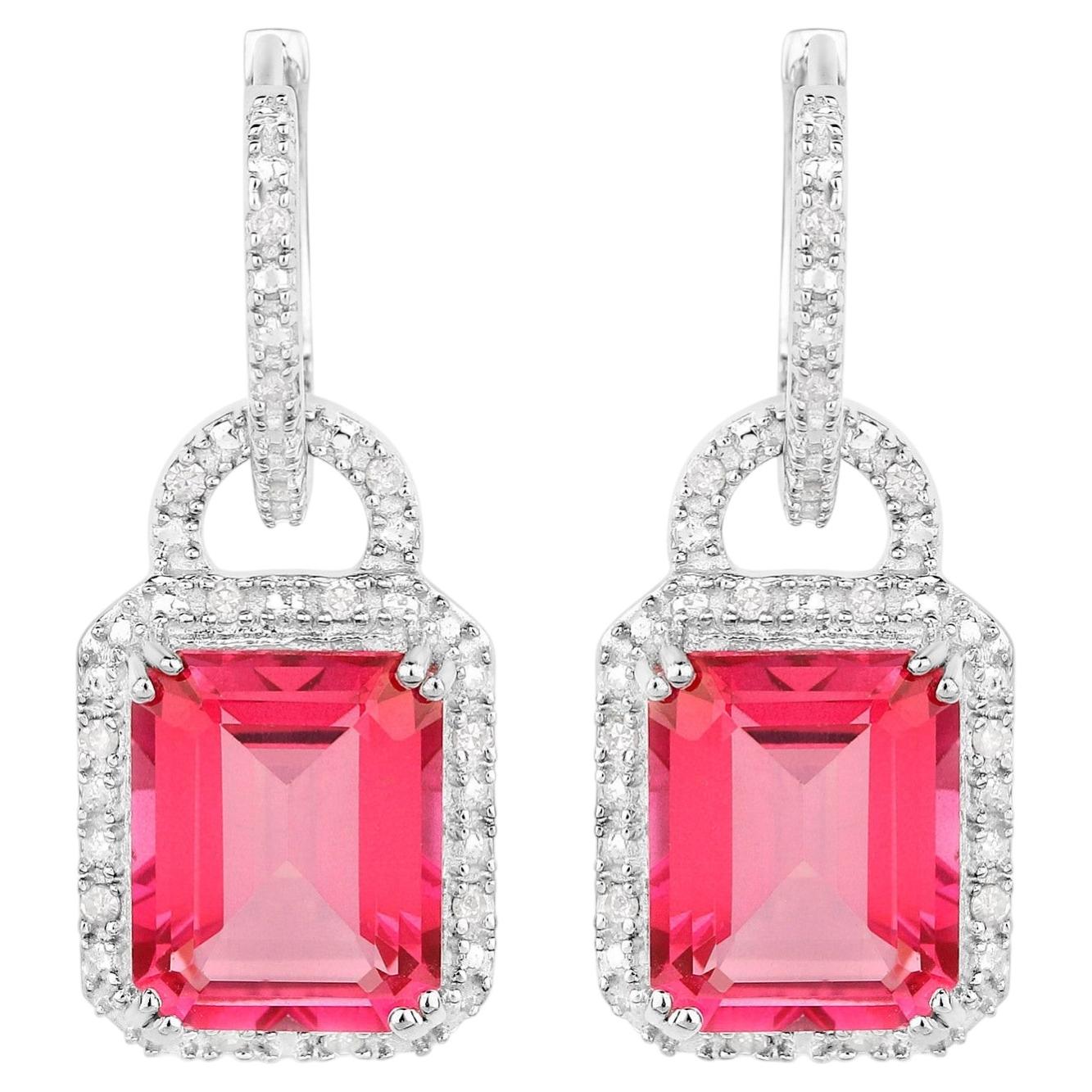 Orecchini di topazio rosa con diamanti 7,8 carati A. Silver in vendita