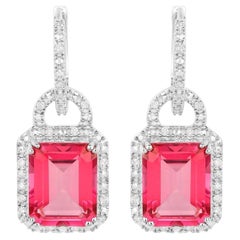 Orecchini di topazio rosa con diamanti 7,8 carati A. Silver