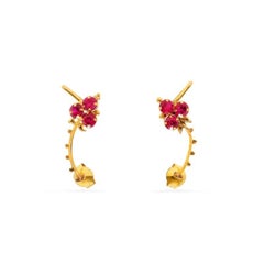 Pink Topaz Gold Ear Cuffs