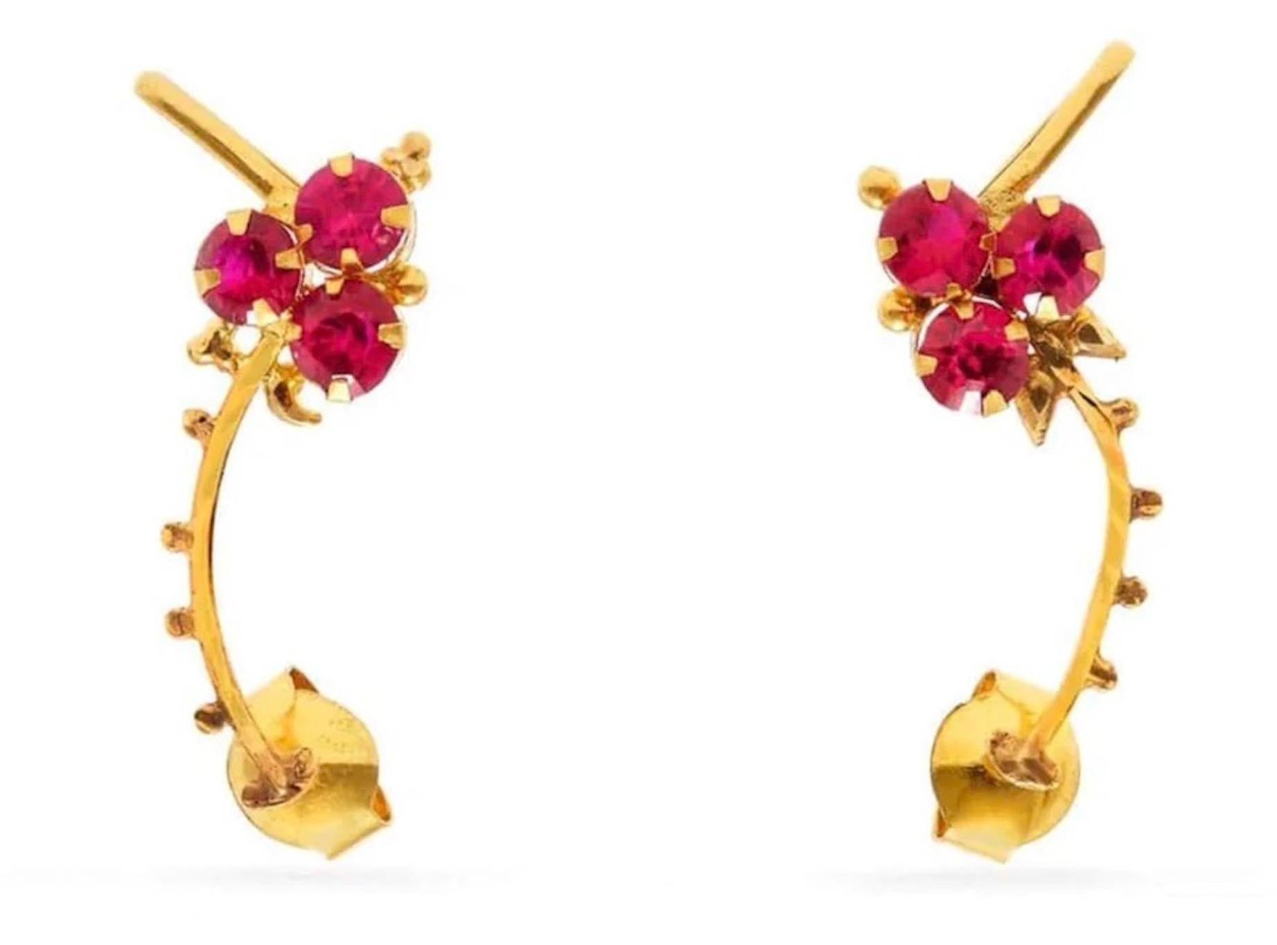 Modern Pink Topaz Gold Ear Cuffs For Sale