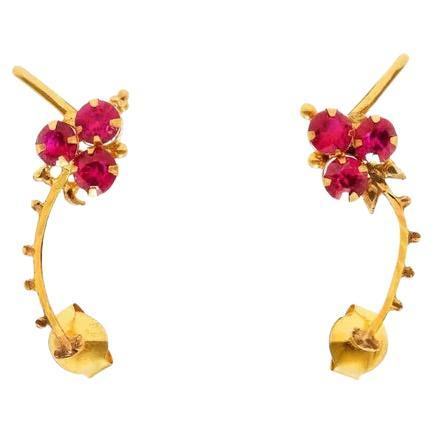 Pink Topaz Gold Ear Cuffs For Sale