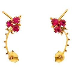 Antique Pink Topaz Gold Ear Cuffs
