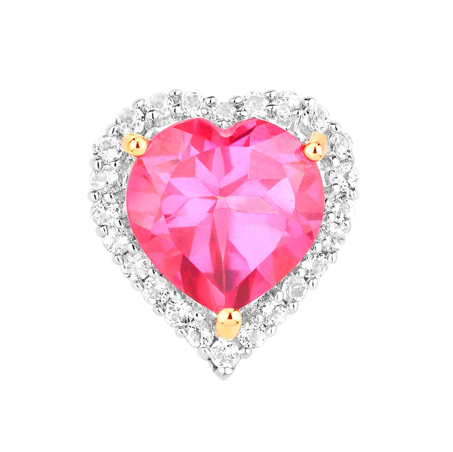 Cuore Orecchini a cuore in topazio rosa Topazio bianco 5,02 carati Argento placcato oro giallo 18 carati in vendita