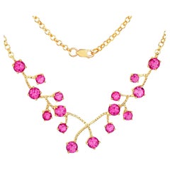 Collar de topacio rosa 7,9 quilates Plata de ley chapada en oro amarillo de 18 quilates