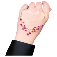 Pink Topaz Necklace 7.9 Carats 18K Yellow Gold Plated Sterling Silver