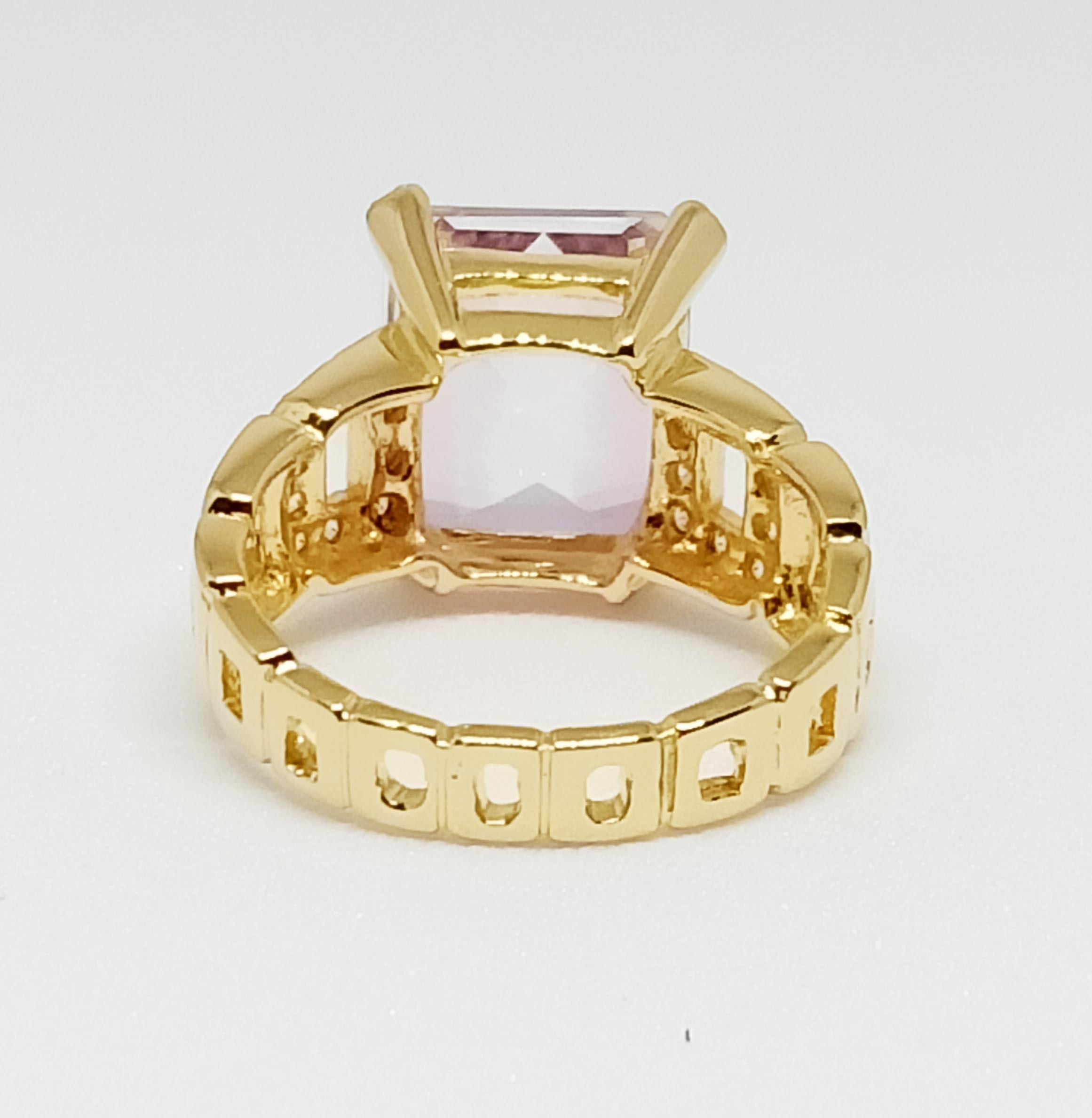 Octagon Cut Pink topaz ring(7.60 cts)18k gold plated over sterling silver For Sale