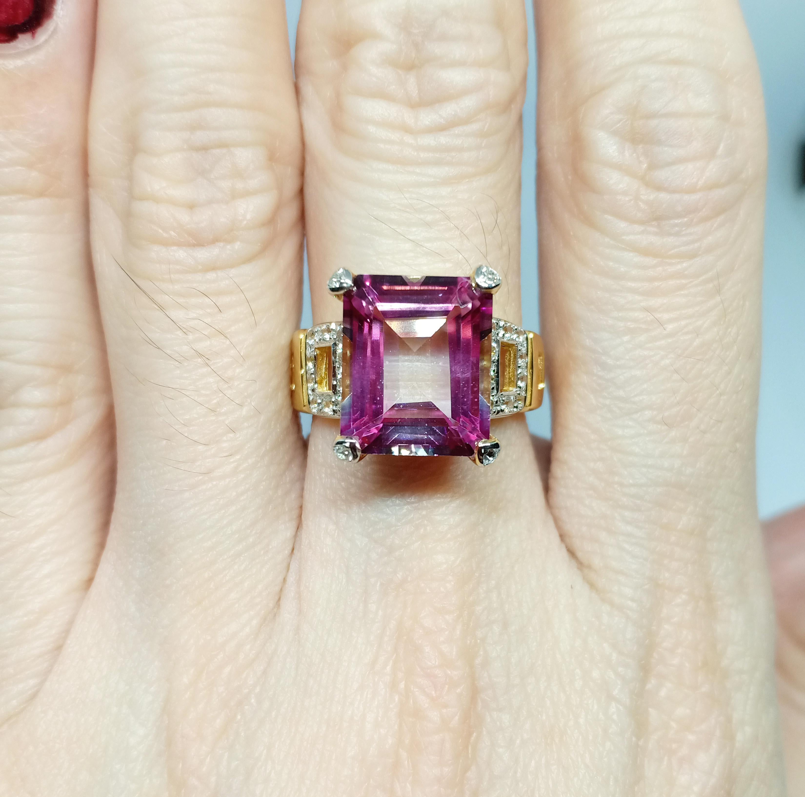 Pink topaz ring(7.60 cts)18k gold plated over sterling silver For Sale 1