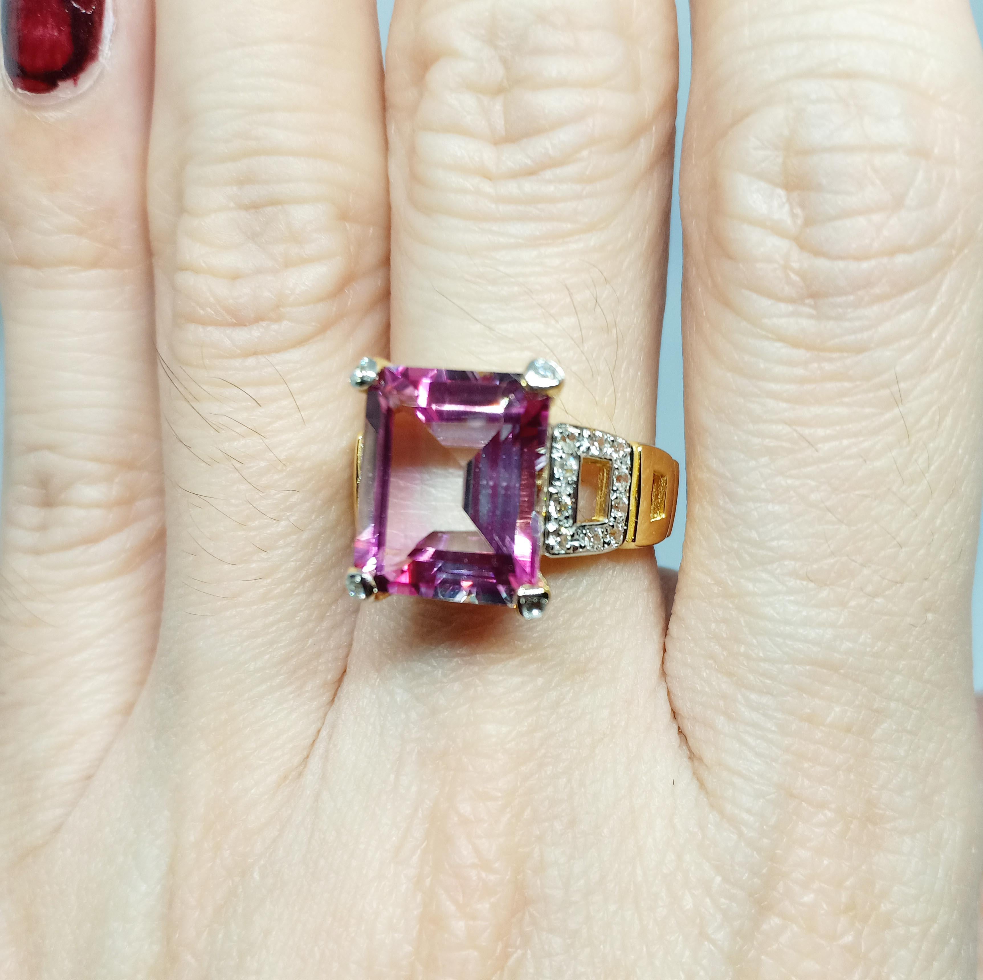 Pink topaz ring(7.60 cts)18k gold plated over sterling silver For Sale 2