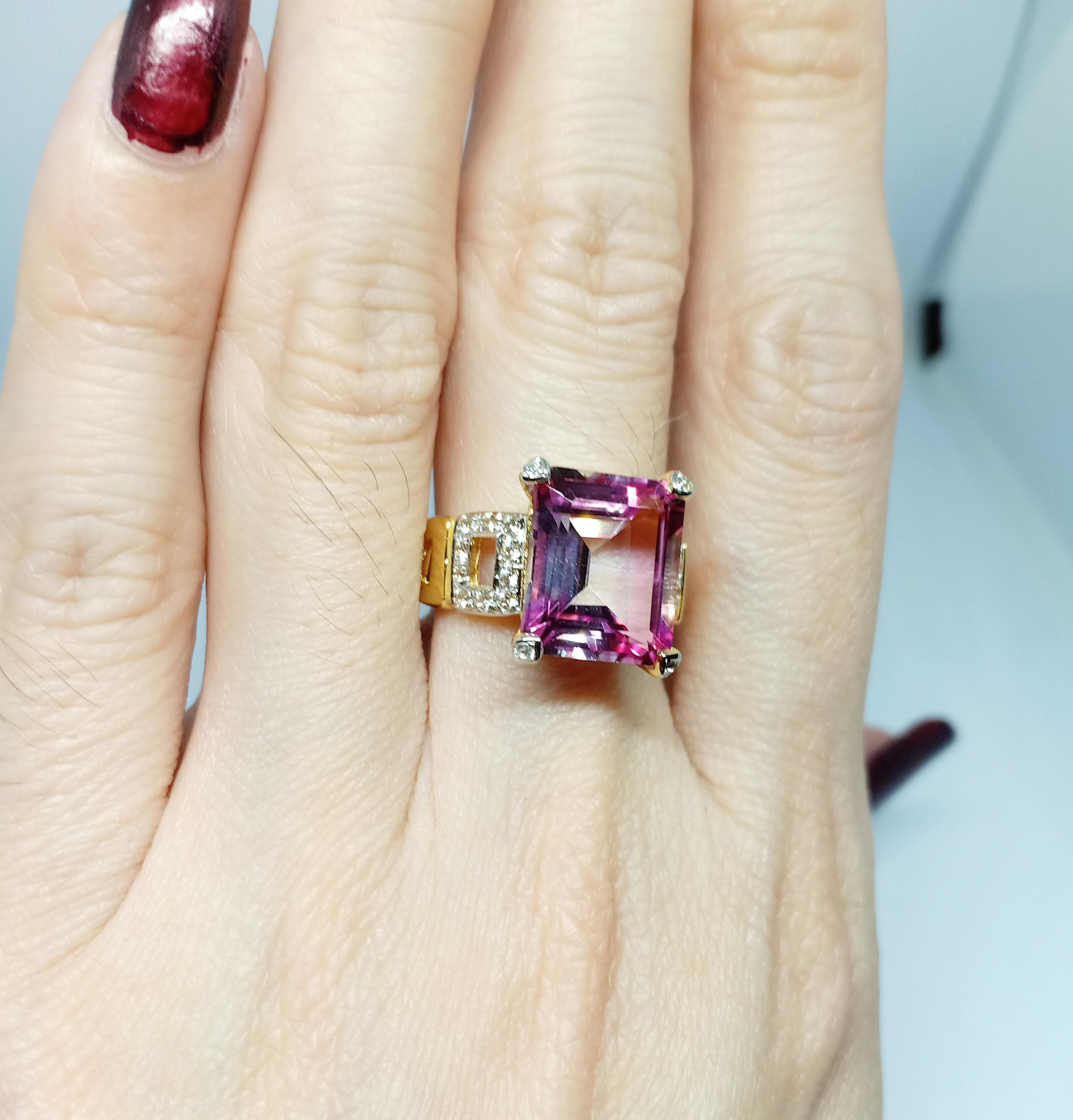 Pink topaz ring(7.60 cts)18k gold plated over sterling silver For Sale 3