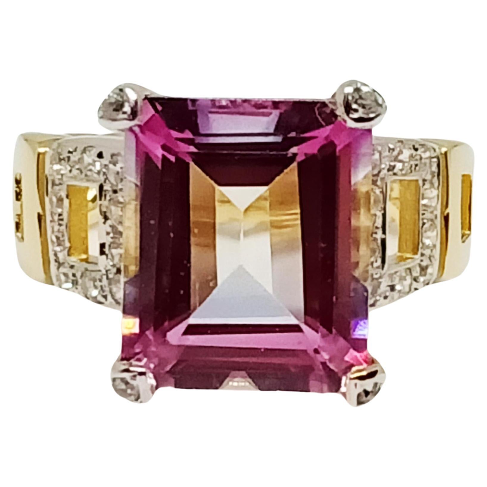 Pink topaz ring(7.60 cts)18k gold plated over sterling silver For Sale