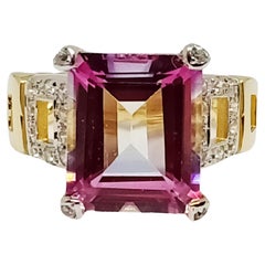 Pink topaz ring(7.60 cts)18k gold plated over sterling silver