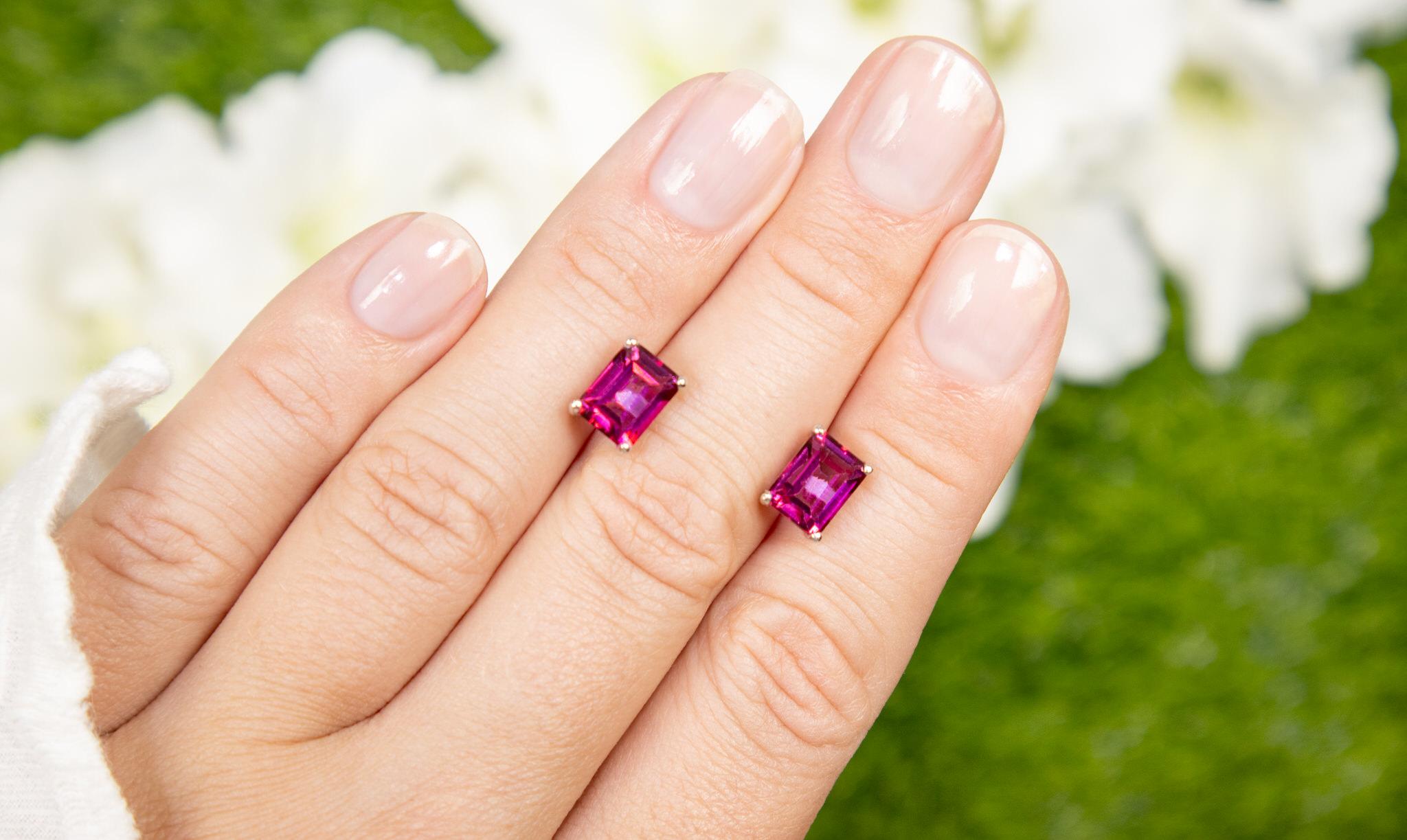 Contemporain Clous d'oreilles topaze rose 3,2 carats en vente