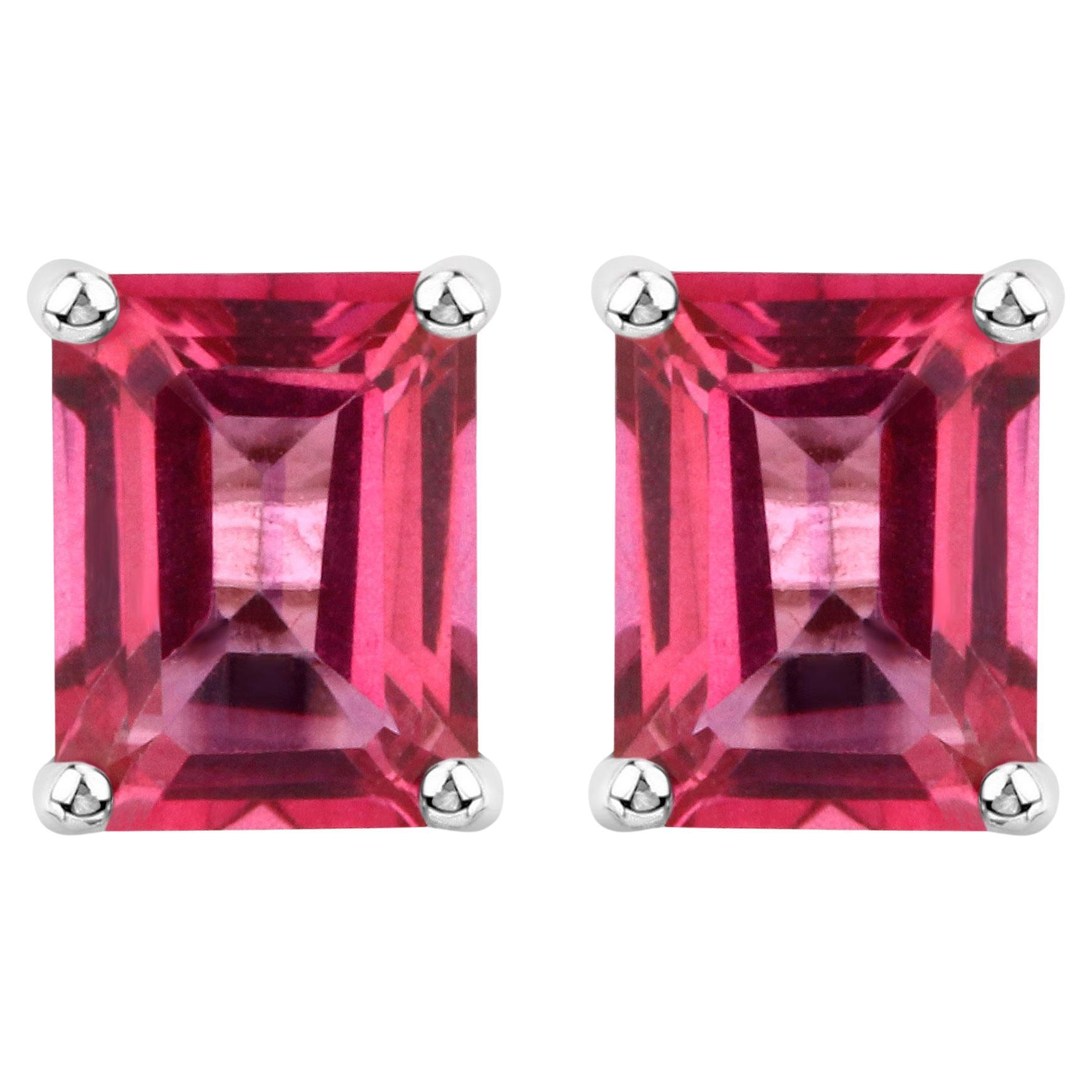 Pink Topaz Stud Earrings 3.2 Carats