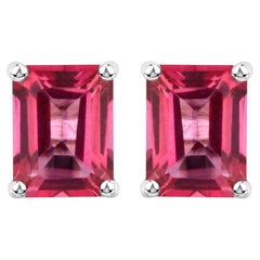 Pink Topaz Stud Earrings 3.2 Carats