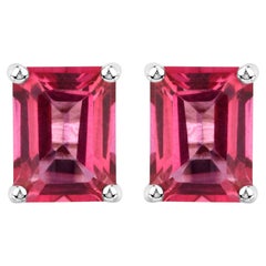 Pink Topaz Stud Earrings 3.2 Carats