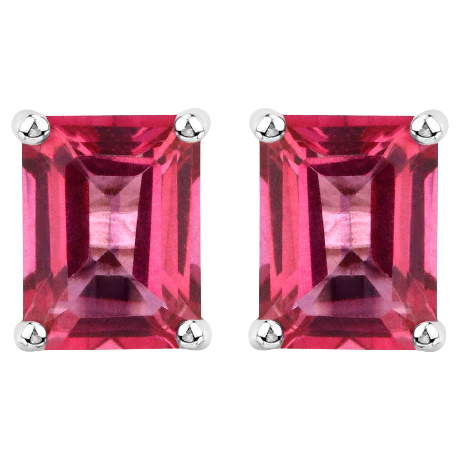 Pink Topaz Stud Earrings 3.2 Carats For Sale