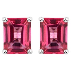 Pink Topaz Stud Earrings 3.2 Carats