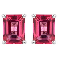 Pink Topaz Stud Earrings 3.2 Carats