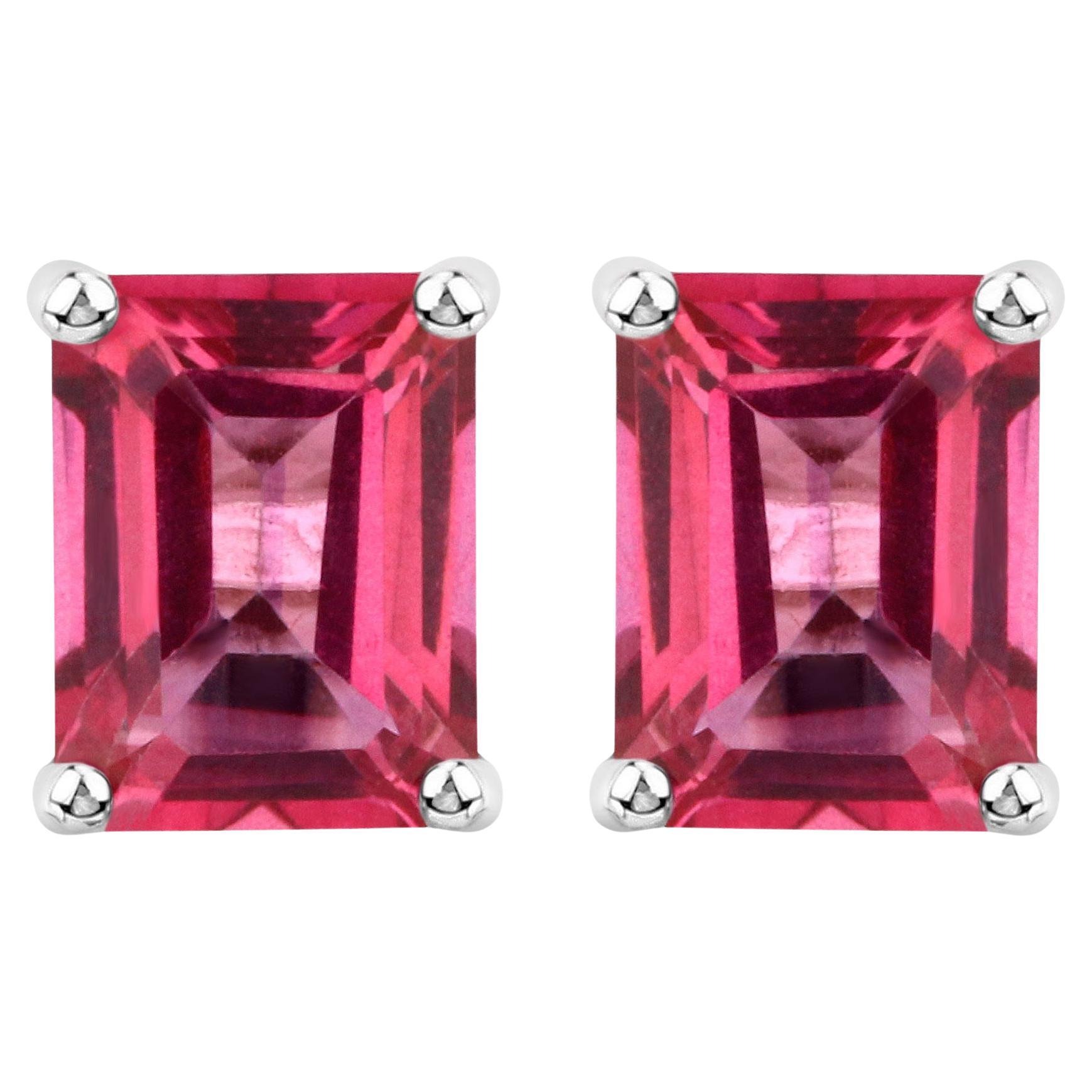 Pink Topaz Stud Earrings 3.2 Carats For Sale
