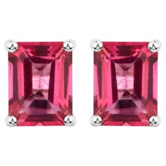 Pink Topaz Stud Earrings 3.2 Carats