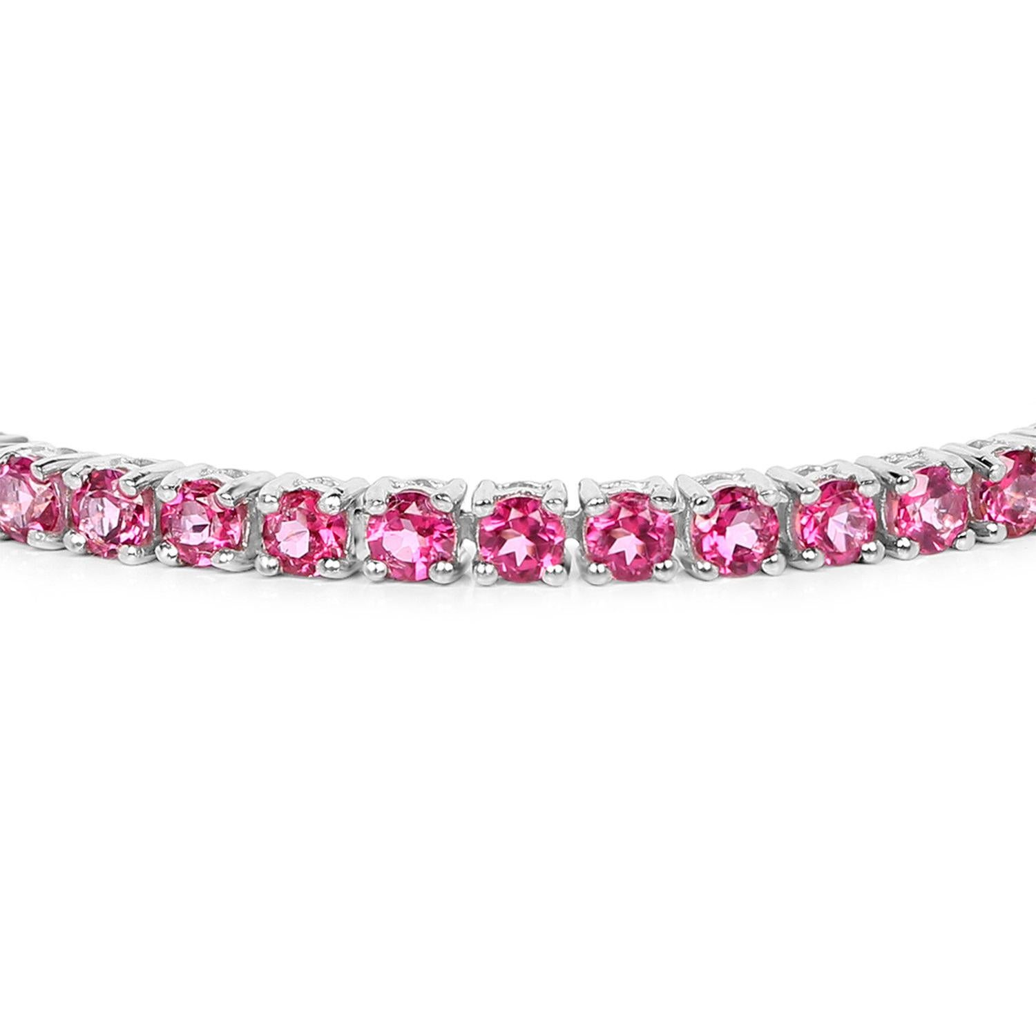 Pulsera de tenis de topacio rosa 11,9 quilates Plata de ley rodiada Contemporáneo en venta