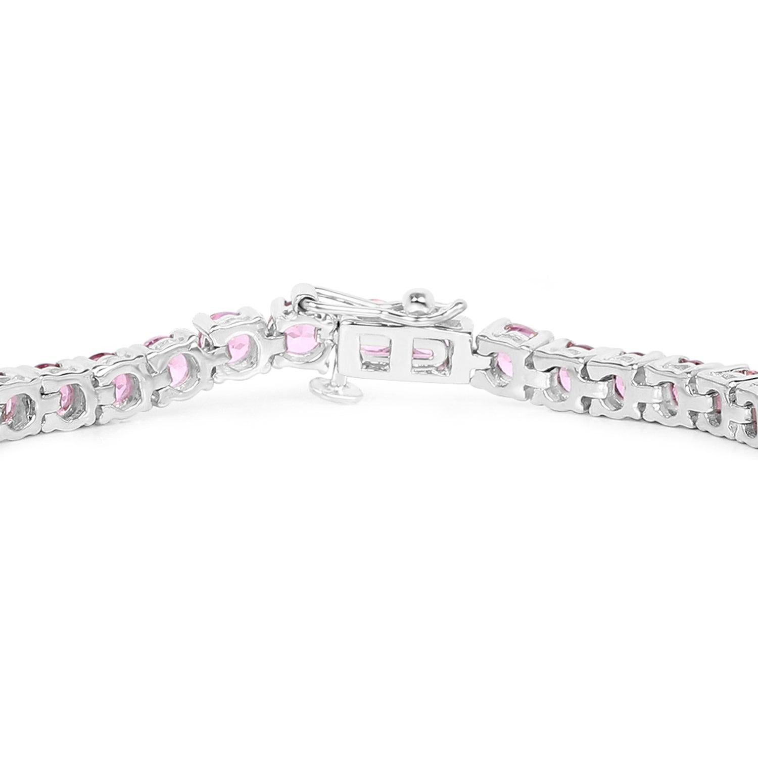 Pulsera de tenis de topacio rosa 11,9 quilates Plata de ley rodiada Corte mixto en venta