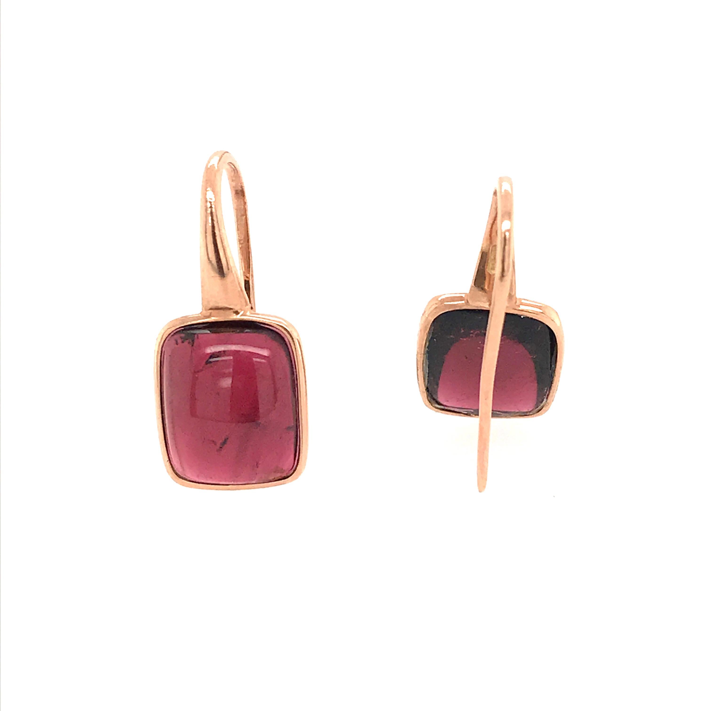 Pink Tourmaline 10.95 Carat on Pink Gold 18 Karat Drop Earrings In New Condition In Vannes, FR