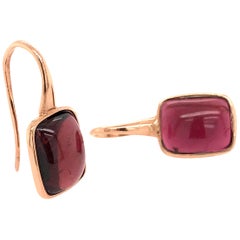 Rosa Rosa Turmalin 10,95 Karat auf Roségold 18 Karat Tropfenohrringe