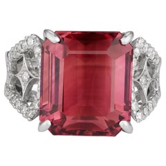 Rosa Turmalin 14 Karat Ring mit Diamanten in 18K Gold