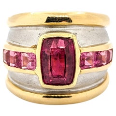 Rosa Turmalin & 14K zweifarbiger Gold Cocktail Ring